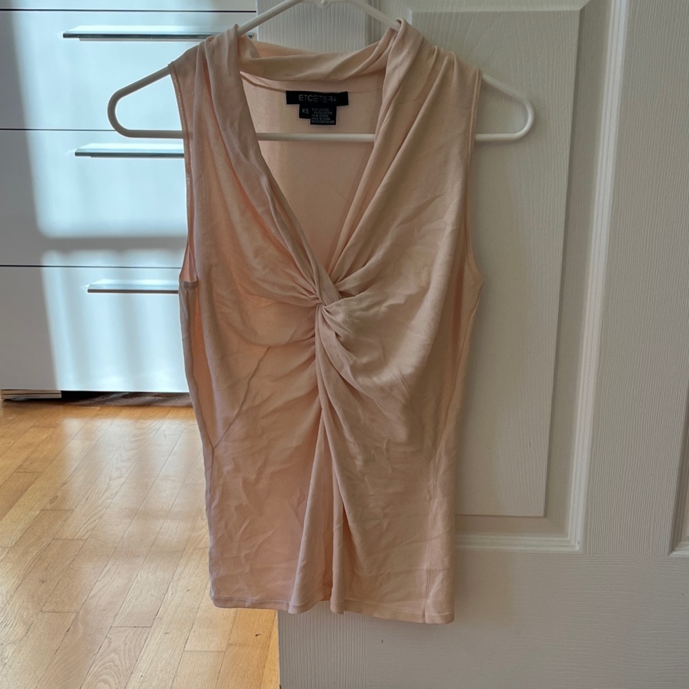 Etcetera XS Cream Twist Front Sleeveless Top